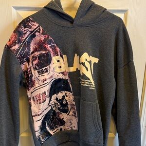 Men's Gray Graphic Hoodie with Blast Design